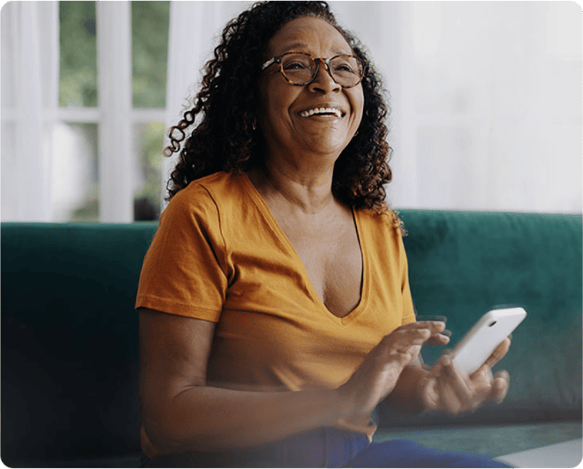 Woman Laughing with Fancy Phone